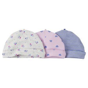 Carters baby girl beanie hats floral hearts 0-3